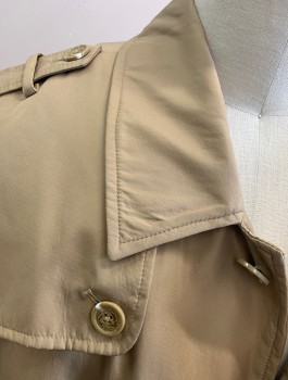 Mens, Coat, Trenchcoat, KING SIZE, Tan Brown, Polyester, Solid, C <62", 4XL, Single Breasted, 4 Buttons, Covered Button Placket, Collar Attached, Epaulettes at Shoulders, 2 Welt Pockets **Detachable Lining - Barcode is on Jacket Underneath