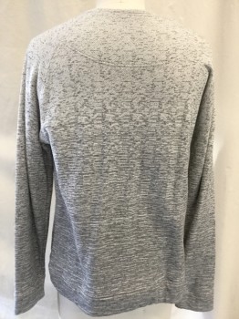 C O S , Gray, Bone White, Cotton, Ombre, Speckled, Long Sleeves, Scoop Neck, Knit 2 Color Blend Medium Thickness