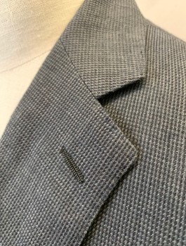 RALPH LAUREN, Charcoal Gray, Black, Linen, Check - Micro , Single Breasted, Notched Lapel, 2 Buttons, 3 Pockets, Partially Lined