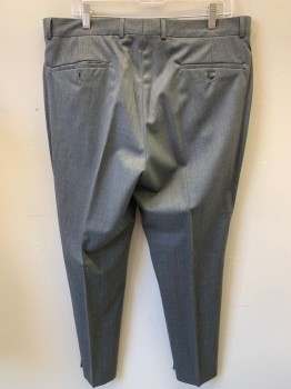 KENNTH COLE, Gray, Wool, Microfiber, Solid, Flat Front, Zip Front, Tab Waistband, 4 Pockets,