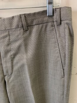 EMPORIO ARMANI, Black, White, Wool, Houndstooth, Pants, Zip Front, Extended Waistband, 5 Pockets, Flat Front
