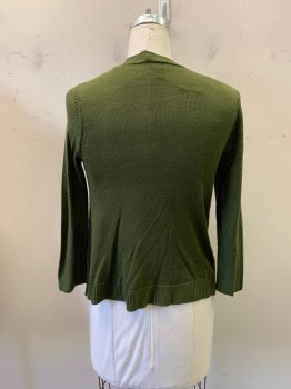 Womens, Sweater, WORTHINGTON, Dk Olive Grn, Acrylic, Solid, M, V-N, Open Front,