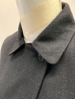 Womens, Dress, Piece 2, MAX MARA, Charcoal Gray, Wool, Solid, B:36, Jacket, Long Sleeves, Fold Over Closure with 1 Button at Neck, Collar Attached, Boxy Fit, Minimalist, High End