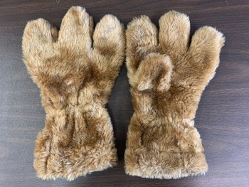 NL, Tan Brown, Synthetic, Wild Cat 4 Finger Gloves, Fur