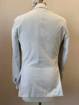 Mens, Sportcoat/Blazer, THEORY, White, Lt Gray, Cotton, Polyester, Stripes - Pin, 40R, L/S, 2 Buttons, Single Breasted, Notched Lapel, Top Pockets,