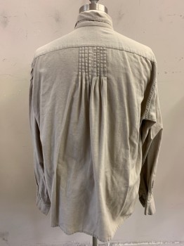 TIRELLI, Mushroom-Gray, Linen, Solid, Smock, Button Front, 8  Buttons, Front Pleats, Roll Collar, Back Pleats, Sleeve Pleats, Button Cuffs ** Some Buttons Broken