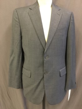 JOSEPH ABBOUD, Charcoal Gray, Wool, Solid, Single Breasted, 2 Buttons, Notched Lapel, 3 Pockets,