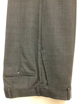 Mens, Suit, Pants, N/L, Gray, Purple, Wool, Grid , 32, 31