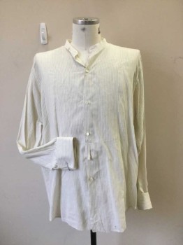 CHRIS SHIRTS, Off White, Sage Green, Linen, Stripes, Upper Class Shirt. White Collar Band, Button Front, Long Sleeves with French Cuffs, Bib Front with Tab,