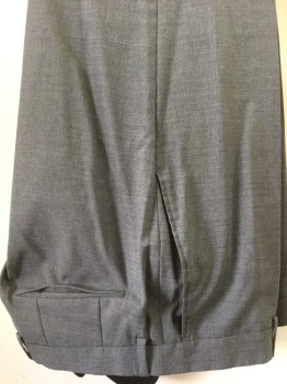 Mens, Suit, Pants, HUGO, Gray, Wool, Solid, 30, 32, Flat Front, 4 Pockets,