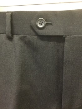 PRONTO UOMO, Charcoal Gray, Wool, Solid, Flat Front, Button Tab Waist, Zip Fly, Straight Leg