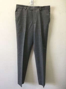Mens, Slacks, PENGUIN, Charcoal Gray, Wool, Polyester, Heathered, 30, 31, Flat Front, Button Tab Closure, 4 Pockets, Belt Loops