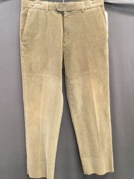 Mens, Casual Pants, LINEA NATURAL, Camel Brown, Cotton, Solid, 33/32, Wide Wale Corduroy, Flat Front,