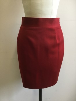 Womens, Suit, Skirt, NORMA KAMALI, Red, Wool, Solid, 8, Hem Above Knee,  2" Waistband, Side Zip