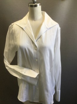 N/L, White, Cotton, Solid, Button Front, Long Sleeves, Collar Attached, Cuffs with Flair Need Cufflinks
