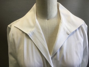 N/L, White, Cotton, Solid, Button Front, Long Sleeves, Collar Attached, Cuffs with Flair Need Cufflinks