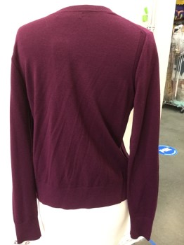 Womens, Sweater, BANANA REPUBLIC, Wine Red, Wool, Polyester, S, Crew Neck, FC048567