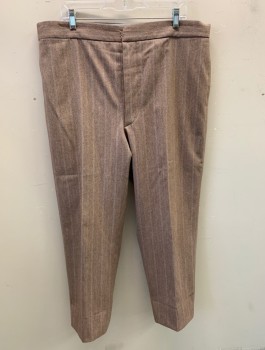 N/L MTO, Terracotta Brown, Beige, Gray, Wool, Herringbone, Stripes - Vertical , Flat Front, Button Fly, 5 Pockets Including 1 Watch Pocket, Suspender Buttons at Inside Waist, No Belt Loops, Made To Order