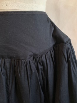 Womens, Historical Fiction Skirt, MTO, Black, Cotton, Solid, W25, UNDERSKIRT, Hook and Snap Closures, Buckram Layer Underneath