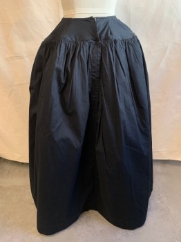 Womens, Historical Fiction Skirt, MTO, Black, Cotton, Solid, W25, UNDERSKIRT, Hook and Snap Closures, Buckram Layer Underneath