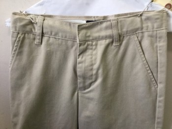 Childrens, Pants, FRENCH TOAST, Khaki Brown, Polyester, Cotton, Solid, 10, Flat Front, 3 Pockets, Relaxed Fit