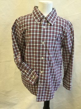 RALPH LAUREN, White, Red, Sage Green, Gray, Yellow, Cotton, Plaid, Collar Attached, Button Down, Button Front, Long Sleeves, Curved Hem