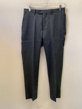 MICHAEL KORS, Dk Gray, White, Wool, 2 Color Weave, Flat Front, Button Tab, Zip Fly, 4 Pockets, Belt Loops