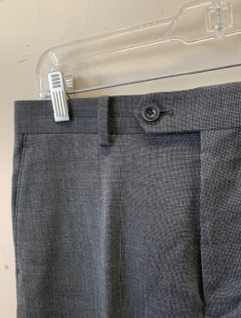 MICHAEL KORS, Dk Gray, White, Wool, 2 Color Weave, Flat Front, Button Tab, Zip Fly, 4 Pockets, Belt Loops