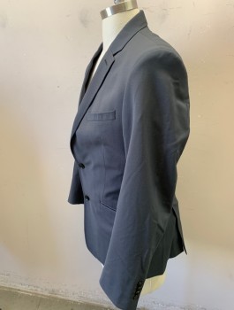 CARDUCCI, Gray, Wool, Polyester, Solid, Single Breasted, Notched Lapel, 2 Buttons, 3 Pockets, Slim Fit, Slim Lapel, Hand Picked Stitching Detail, Red Paisley Brocade Lining