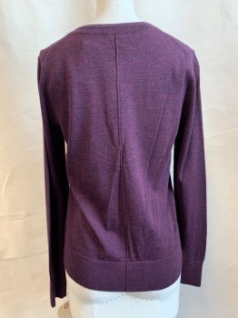 Womens, Sweater, BANANA REPUBLIC, Plum Purple, Wool, Heathered, XS, Button Front