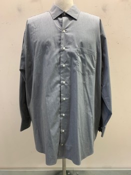 Synrgy, Gray, Cotton, Polyester, Heathered, L/S, Button Front, Collar Attached, Chest Pocket