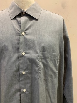 Synrgy, Gray, Cotton, Polyester, Heathered, L/S, Button Front, Collar Attached, Chest Pocket