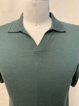 REISS, Sage Green, Wool, Solid, S/S, Collar Attached