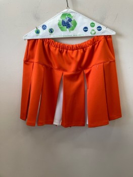 TEAM WORK, Orange, White, Polyester, Color Blocking, Elastic Waist, Drop Waist, Pleated