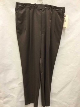 Mens, Slacks, BRITCHES, Brown, Wool, Solid, 32, 36, Double Pleats, 2 Welt Pocket,