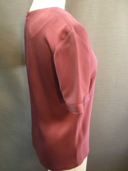 MAIYET, Mauve Pink, Acetate, Viscose, Solid, Crepe, Short Sleeve, Round Neck, Zipper Center Back, Back and Band on Sleeves Has Sheen