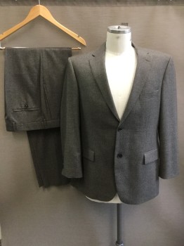 BOSS, Lt Gray, Espresso Brown, Brown, Wool, Houndstooth, Single Breasted, 2 Buttons,  3 Pockets, Notched Lapel,