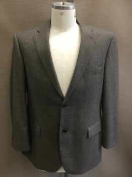 BOSS, Lt Gray, Espresso Brown, Brown, Wool, Houndstooth, Single Breasted, 2 Buttons,  3 Pockets, Notched Lapel,