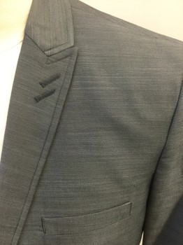 INC, Heather Gray, Polyester, Rayon, Heathered, 3 Pockets, 2 Buttons,  Peaked Lapel, Heathered Gray Sharkskin