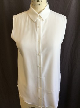 UNI QLO, White, Polyester, Solid, (have 2 XS)  Collar Attached, Button Front, Sleeveless,