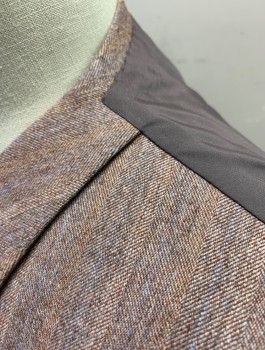 N/L MTO, Terracotta Brown, Beige, Gray, Wool, Herringbone, Stripes - Vertical , Single Breasted, 6 Buttons, Notched Lapel, 4 Welt Pockets, Gray Lining and Back, Belted Back, Made To Order
