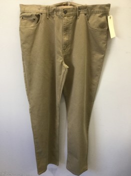 Mens, Casual Pants, FOUNDRY, Tan Brown, Cotton, 42/36, Jean Style, Looks Like Corduroy But It's Flat Texture
