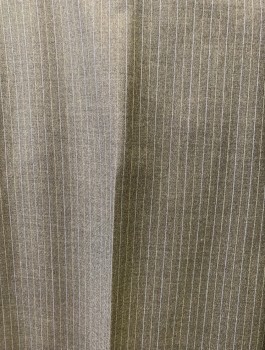 BROOKS BROTHERS, Warm Gray, Gray, Dove Gray, Wool, Cupro, Stripes - Pin, Flat Front, Button Tab, 4 Pockets, Zip Fly, Belt Loops
