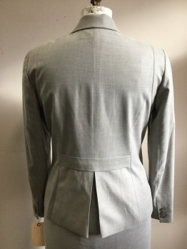 ANNE KLEIN, Lt Gray, Polyester, Spandex, Heathered, Notched Lapel, 2 Pockets, Single Breasted, 1 Button, Slight Stretch, 1 Back Vent