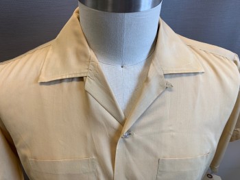 ARROW, Tan Brown, Polyester, Cotton, Solid, Button Front, Collar Attached, Short Sleeves, 2 Pockets, Small Holes on Front & Back