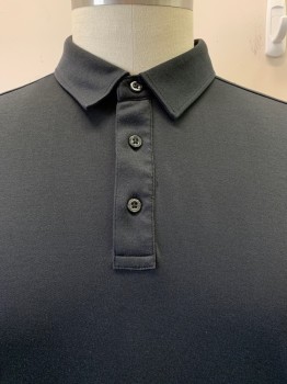 Mens, Polo, JOHN W NORDSTROM, Black, Cotton, Polyester, Solid, XL, S/S, 3 Buttons, Collar Attached