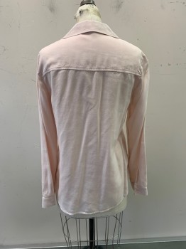 Womens, Blouse, CLOTH & STONE, Ballet Pink, Tencel, Solid, XS, C.A., Button Front, L/S, 1 Pocket,