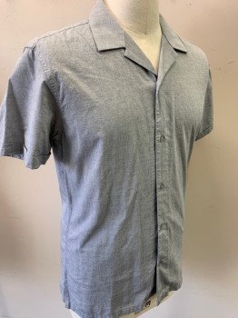 Mens, Casual Shirt, IDENTITY, Lt Gray, Cotton, Heathered, 16.5, Short Sleeves, Button Front, Collar Attached,