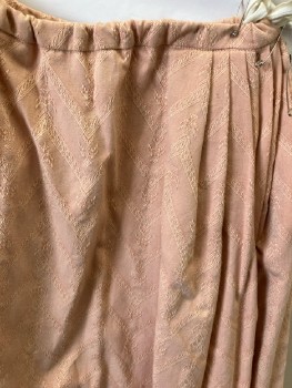 NL, Peachy Pink, Cotton, Brocade, Drawstring, Knife Pleats @ Waist, Hem Maxi, Stains On Front