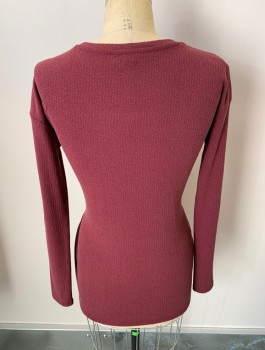 Womens, Maternity, A PEA IN THE POD, Maroon Red, Rayon, Polyester, Solid, XS, Maternity, L/S, CN, Self Tie At Front Waist, *MULTIPLES